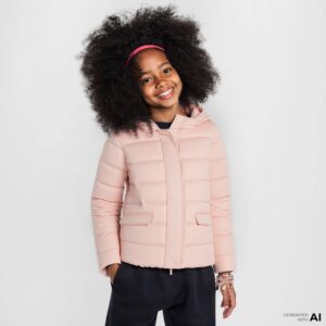 کاپشن کلاه‌دار صورتی دخترانه ناتیکا