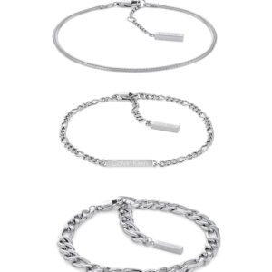 Calvin Klein - ست دستبند سه تکه استیل خاکستری متالیک یونیسکس CKJ35700003