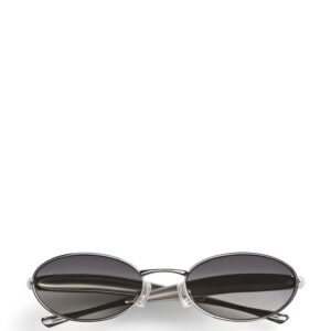 Bottega Veneta - عینک آفتابی زنانه نقرهای بیضی ساردین