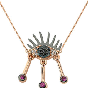 Bee Goddess - گردنبند طلای زنانه با الماس به شکل چشم آی لایت
