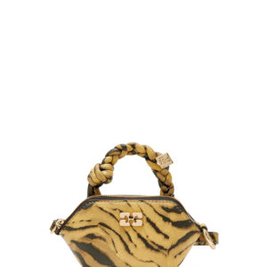 Ganni - جاکلیدی چرمی طرح‌دار خاکی