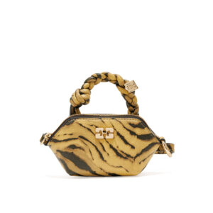 Ganni - جاکلیدی چرمی طرح‌دار خاکی